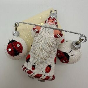 2007 Patricia Breen Balance Ladybugs Pearl White Red 3.15" Ornament
